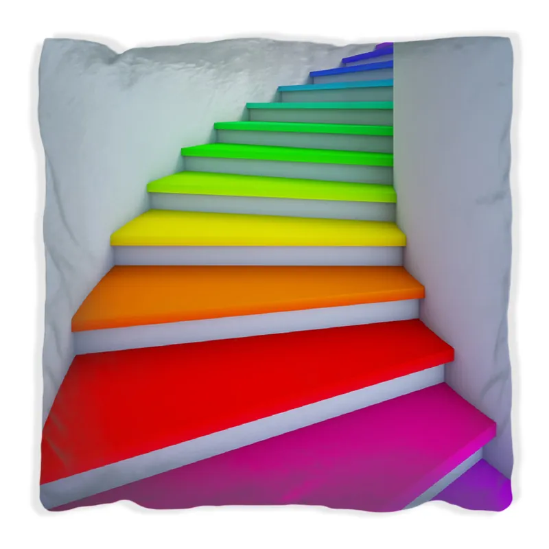Sichere Zahlung Kissen Bunte Treppe 60 x 60 cm, schwarz