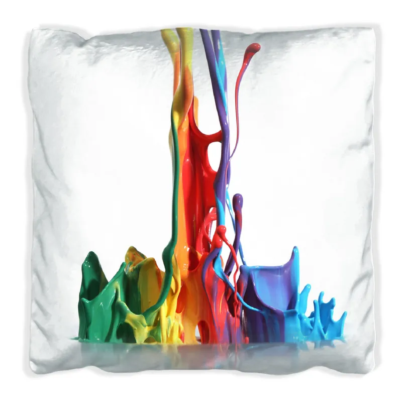 Kissen Farbklecks von links - Bunte Farben auf Abwegen 40 x 40 cm, weiß Kostenfreie Lieferung