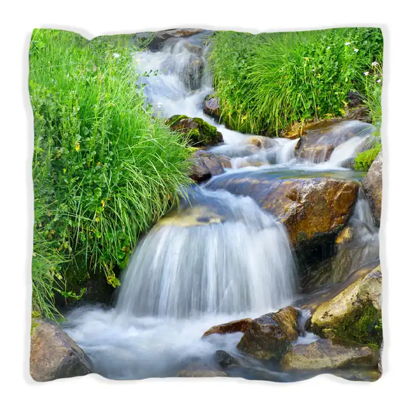 Kissen Kleiner Bach über Steine 60 x 60 cm, weiß Heißes Angebot