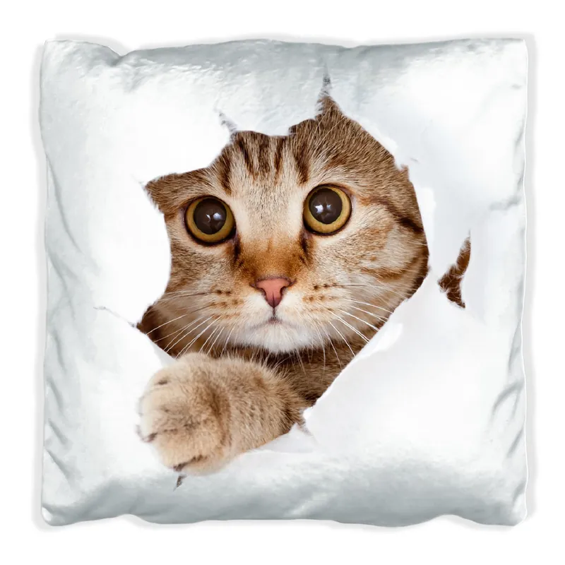 Begrenztes Angebot Kissen Katze mit Blick nach vorn 30 x 30 cm, schwarz