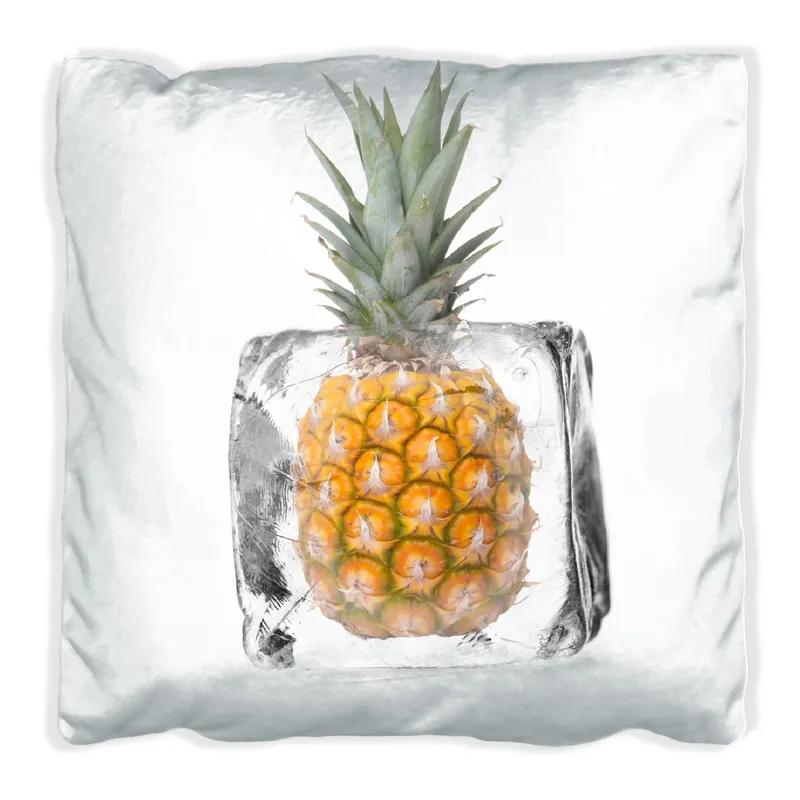 Angebot Kissen Ananas in Eiswürfel - Eiskaltes Obst 60 x 60 cm, schwarz