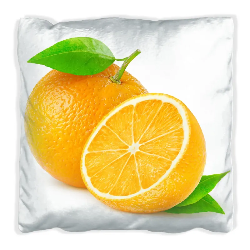 Finale Aktion Kissen Saftige Orangen vor weißem Hintergrund 60 x 60 cm, Foto