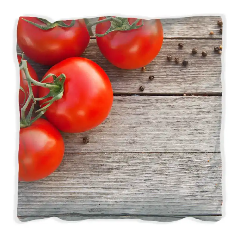Kissen Tomaten und Gewürze auf altem Holztisch 30 x 30 cm, schwarz Markenprodukt