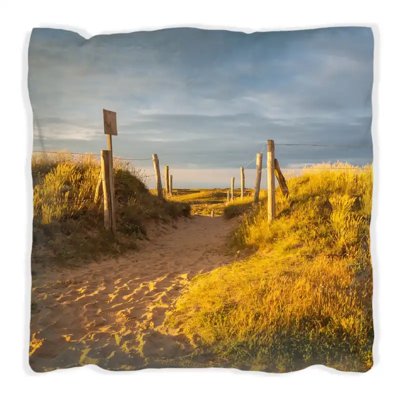 Kissen Düne am Strand bei Sonnenuntergang in Frankreich 30 x 30 cm, schwarz Markenware