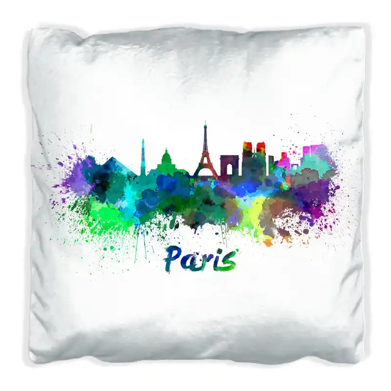 Jetzt Kaufen Kissen Städte als Aquarell - Skyline von Paris 40 x 40 cm, weiß