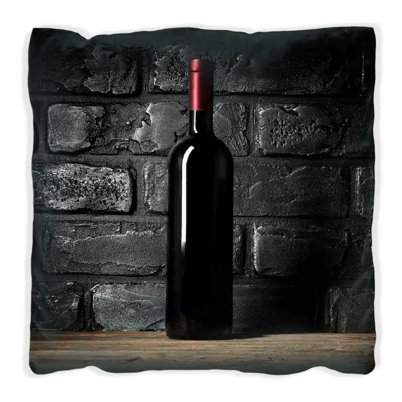 Kissen Rotwein-Flasche am Abend 30 x 30 cm, weiß Geprüft
