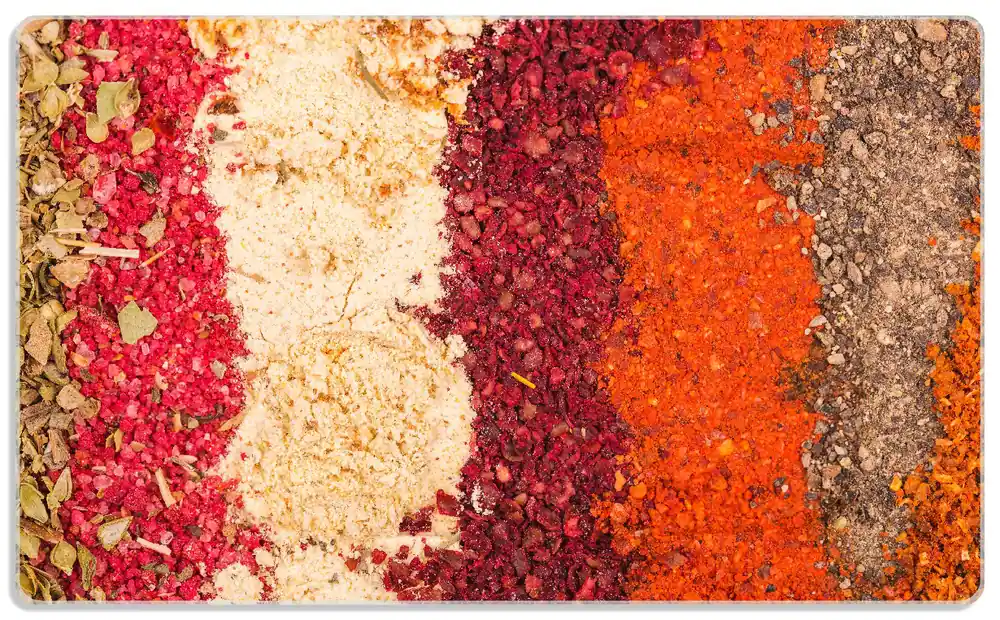 Frühstücksbrettchen Bunte Gewürze in Streifen - Chili, Curry usw. 6 Sück Sonderangebot
