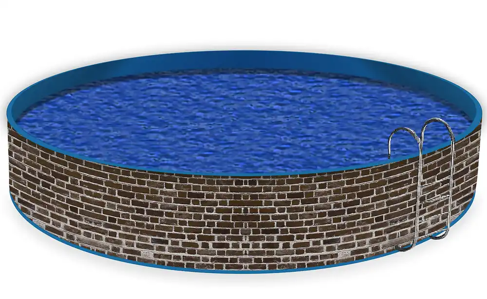 Abverkauf Poolverkleidung Ziegelsteinwand in braun - Backsteine 1,2 m x 12 m, ohne Ösen