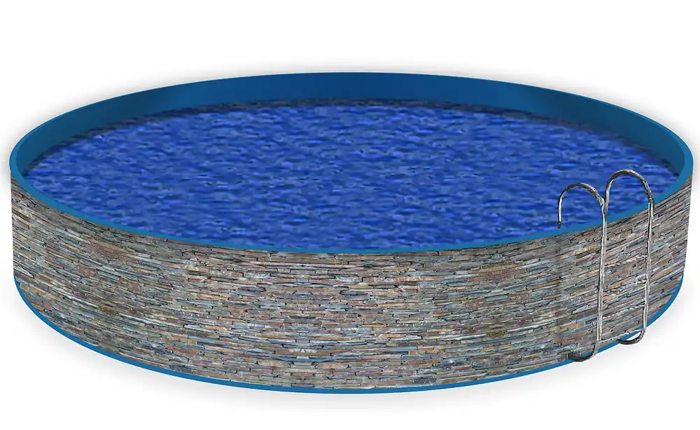 Poolverkleidung Natursteinmauer in grau braun 1,2 m x 12 m, ohne Ösen Mega-Angebot