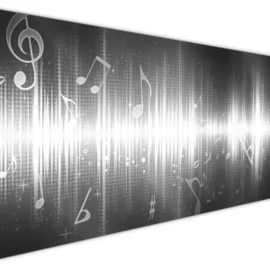 Küchenrückwand Noten der Musik in schwarz und weiß aus Glas, 90 x 60 cm Preisreduziert