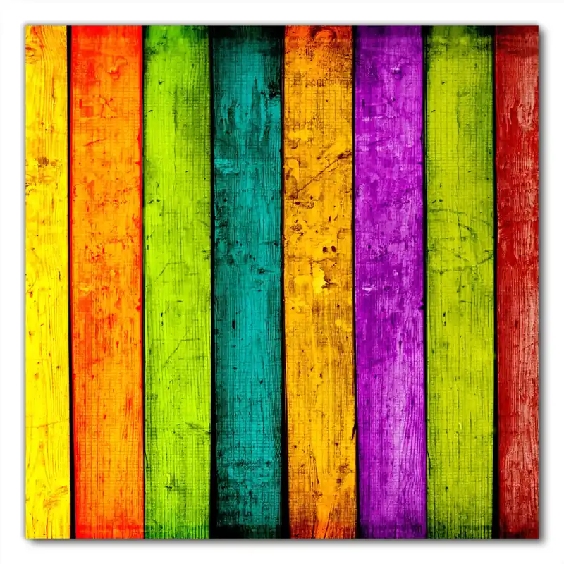 Neu Selbstklebende Möbelfolie Buntes Holz - bunte Streifen mit Farbe und Holzstruktur 50 x 50 cm