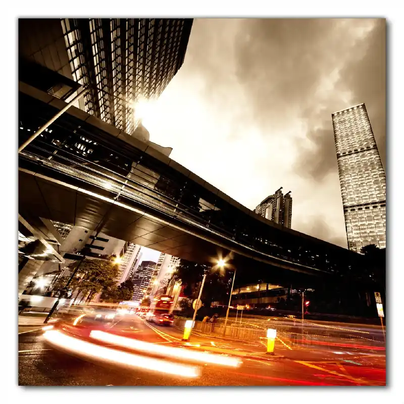 Schneller Versand Selbstklebende Möbelfolie Stadt am Abend - Straße 70 x 70 cm