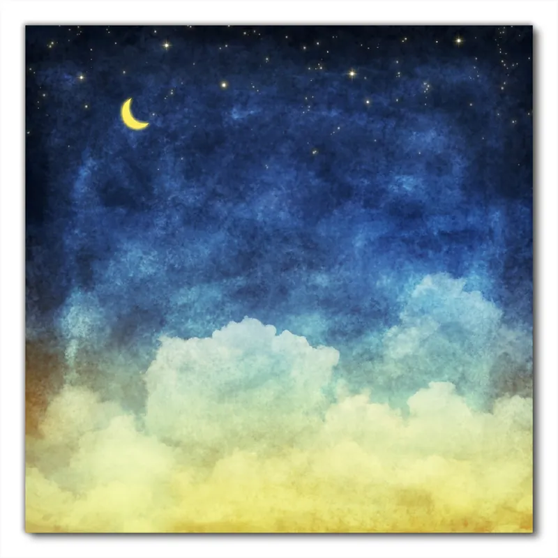 Preis Gesenkt Selbstklebende Möbelfolie Wolkenhimmel mit Mond und Sternen 80 x 80 cm