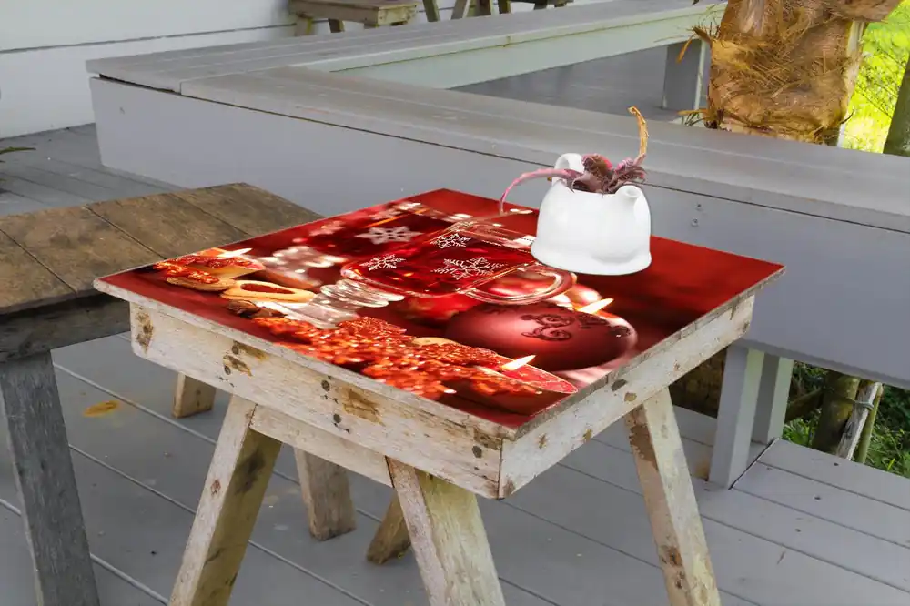 Selbstklebende Möbelfolie Heißer Winterpunsch mit Kerzen 80 x 80 cm Geprüft