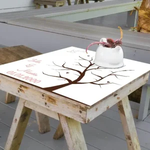 Kostenloser Rückversand Selbstklebende Möbelfolie Hochzeitsbaum zum selbst gestalten + Wunschname und Datum 60 x 60 cm