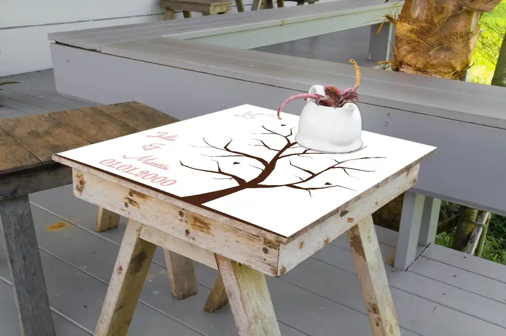 Kostenloser Rückversand Selbstklebende Möbelfolie Hochzeitsbaum zum selbst gestalten + Wunschname und Datum 60 x 60 cm