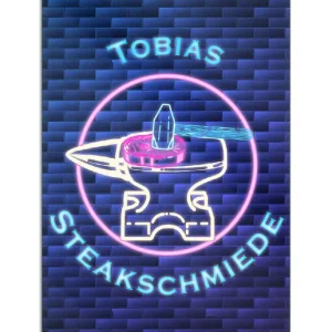 Billig Herdabdeckplatte Steakschmiede mit Wunschname Breite 90 cm x Höhe 52 cm. 3-teilig, 8 mm hohe Noppen