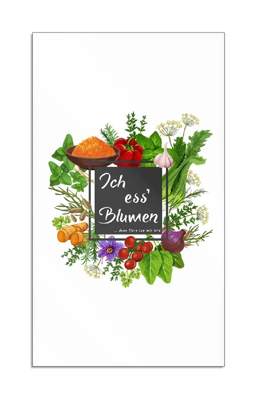 Kostenloser Versand Herdabdeckplatte Ich ess Blumen - Gemüse und Kräuter Breite 30 cm x Höhe 52 cm. 1-teilig, 8 mm hohe Noppen