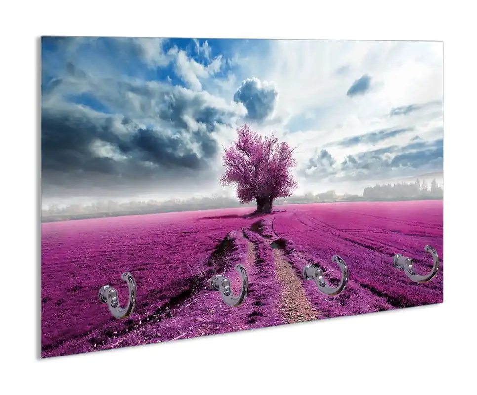 Begrenztes Angebot Schlüsselbrett Surreales Blumenfeld lila Blumen auf dem Feld