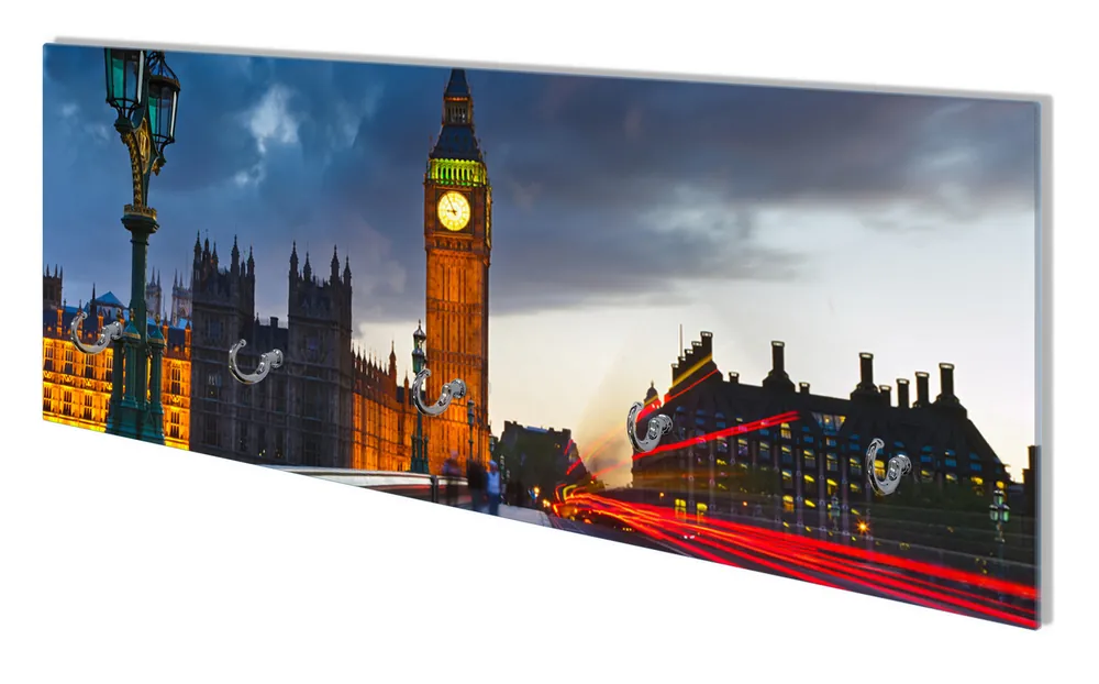 Wandgarderobe aus Glas London- Big Ben bei Nacht Bestpreis