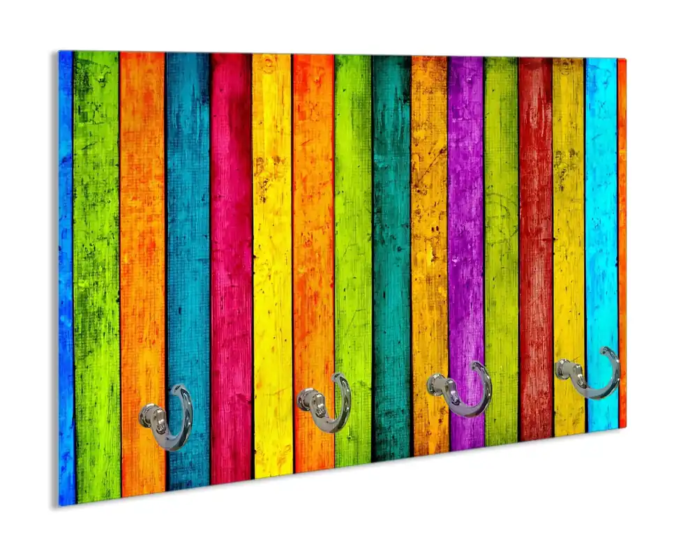Must-Have Schlüsselbrett Buntes Holz - bunte Streifen mit Farbe und Holzstruktur