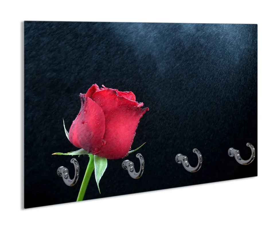 Must-Have Schlüsselbrett Rose vor dunklem Hintergrund