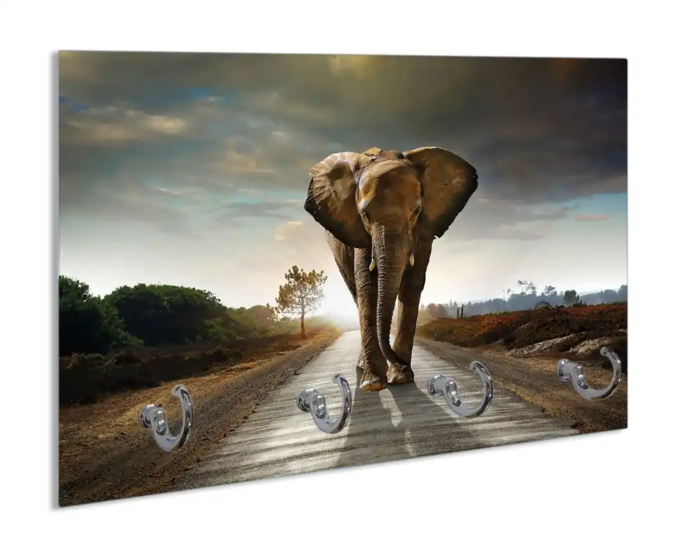 Gratis Versand Schlüsselbrett Elefant bei Sonnenaufgang in Afrika