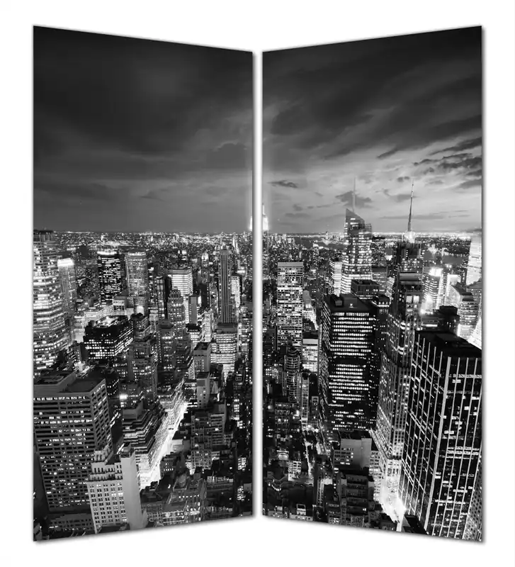 Billig Duschrückwand New York bei Nacht - Panoramablick über die Stadt - schwarzweiß 80 x 190 cm