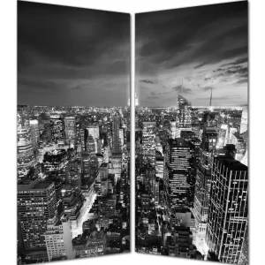 Ausverkauf Duschrückwand New York bei Nacht - Panoramablick über die Stadt - schwarzweiß 90 x 200 cm