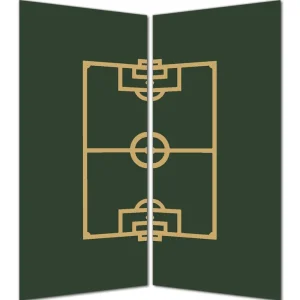 Ausverkauf Duschrückwand Fußball - Fußballfeld gezeichnet in grün und gelb 180 x 180 cm, 2-teilig