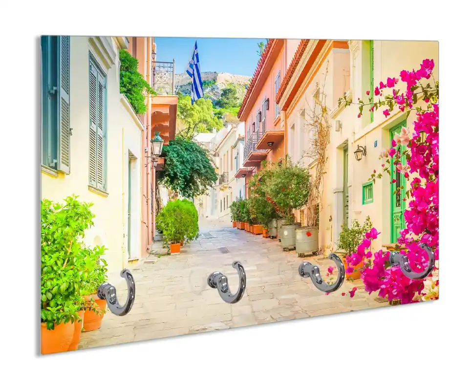 Schlüsselbrett Mediterrane Straße im Blütenrausch Preisknaller