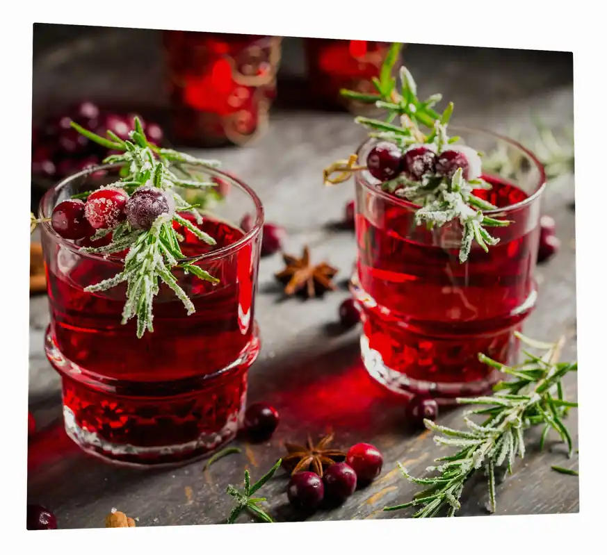 Kracherpreis Herdabdeckplatte Winterlicher Cranberry-Punsch mit Rosmarin Breite 70 cm x Höhe 52 cm. 2-teilig, 8 mm hohe Noppen