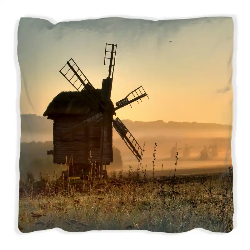 Expressversand Kissen Morgendämmerung am Mühlenfeld 60 x 60 cm, schwarz