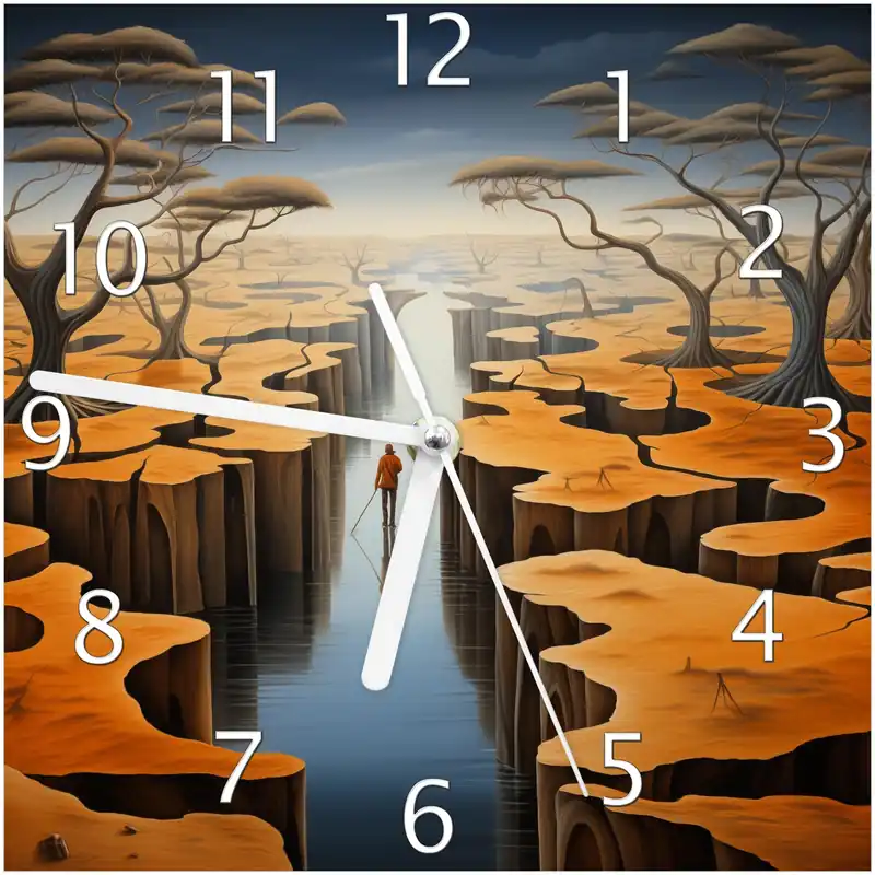 Beliebt Wanduhr aus Glas Pfad in einer surrealen Welt mit weißen Zeigern, 30 x 60 cm