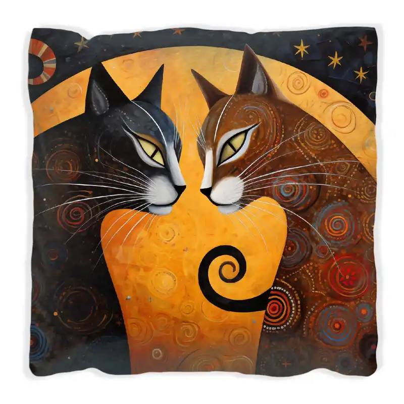 Kissen Katzen im Mondlicht 40 x 40 cm, weiß Schnäppchen