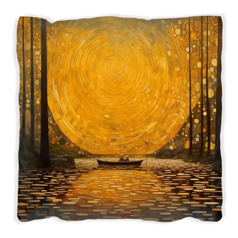 Saisonangebot Kissen Goldene Flussfahrt 30 x 30 cm, schwarz