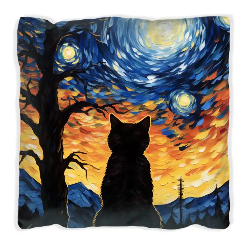 Expressversand Kissen Katze im Sternenlicht 60 x 60 cm, schwarz