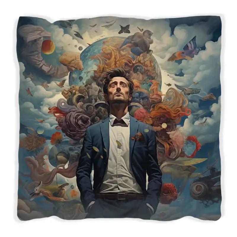 Ausverkauf Kissen Gedankenuniversum 60 x 60 cm, weiß