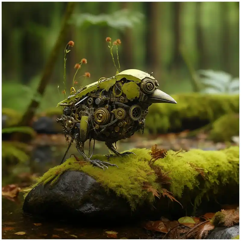 Jetzt Bestellen Kühlschranksticker Mechanischer Waldvogel 60 x 60 cm, Selbstklebende Folie