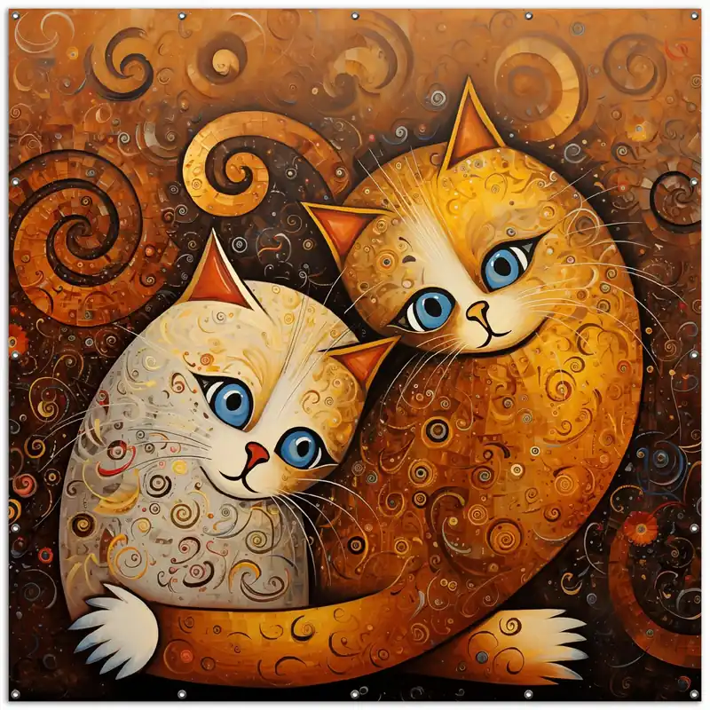 Gartenposter Malerisches Katzenduo 120 x 180 cm Letzte Chance