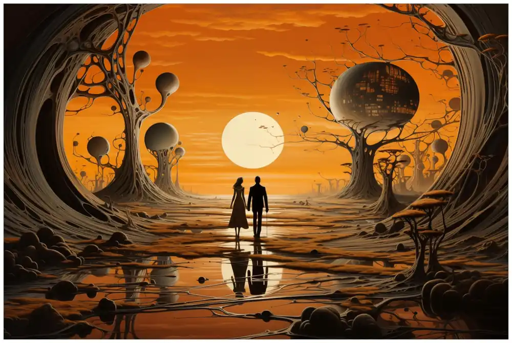 Markenprodukt Selbstklebendes Poster Sonnenuntergang in einer fremden Welt 80 x 200 cm