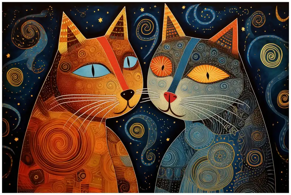Selbstklebendes Poster Kosmische Katzenfreunde 61 x 91,5 cm Markenware