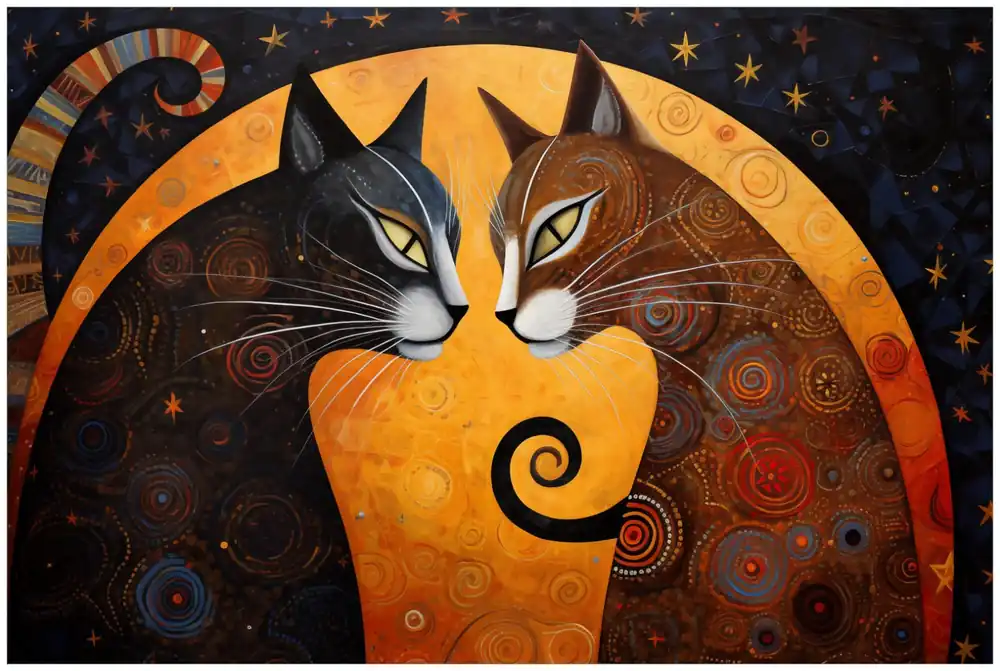 Selbstklebendes Poster Katzen im Mondlicht 100 x 150 cm Kracherpreis