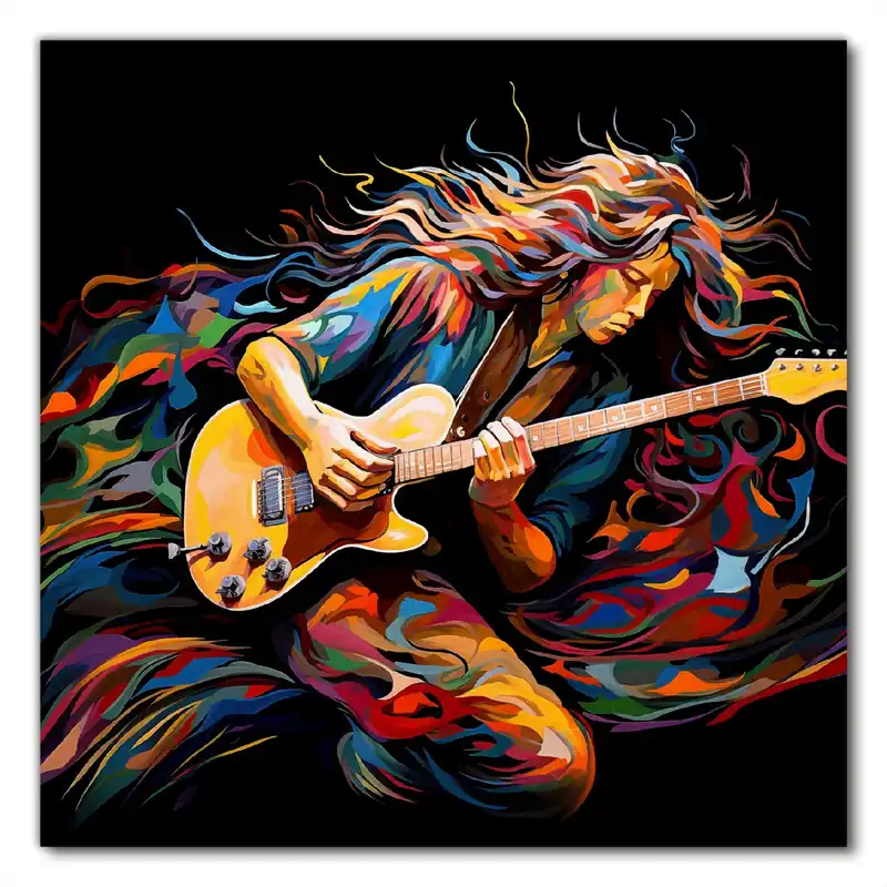 Selbstklebende Möbelfolie Farbiges Gitarrenspiel 80 x 80 cm Echt