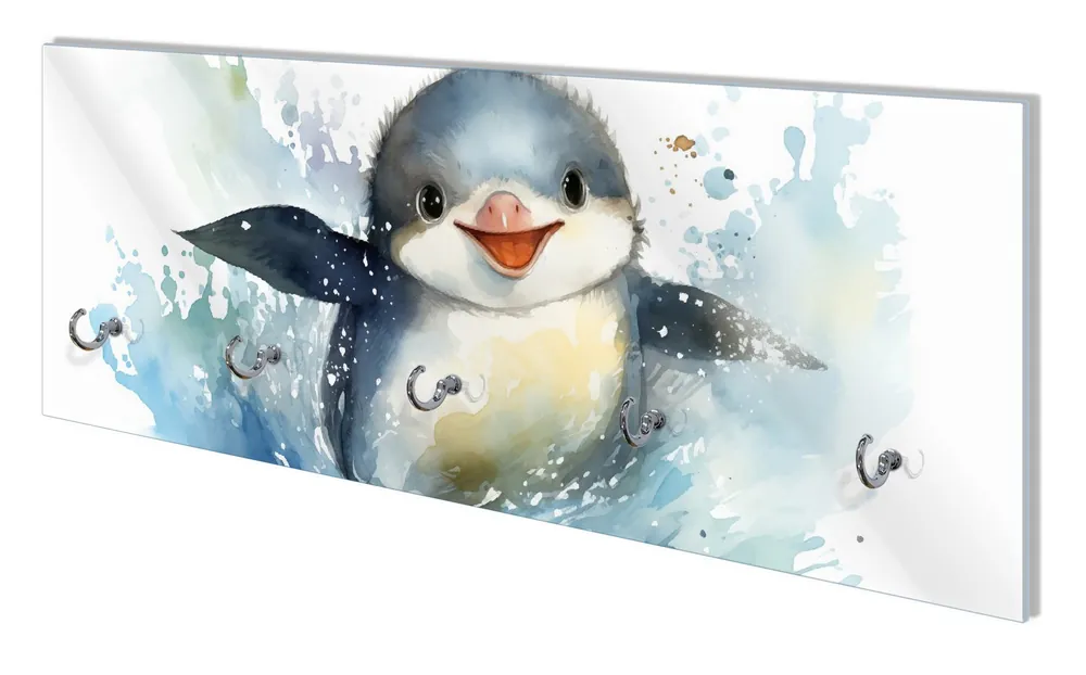 Direkt Vom Hersteller Wandgarderobe aus Glas Pinguin in Aquarell