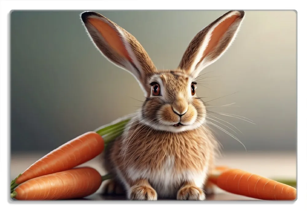 Frühstücksbrettchen Flauschiger Hase mit Möhren 1 Stück Nur Für Kurze Zeit