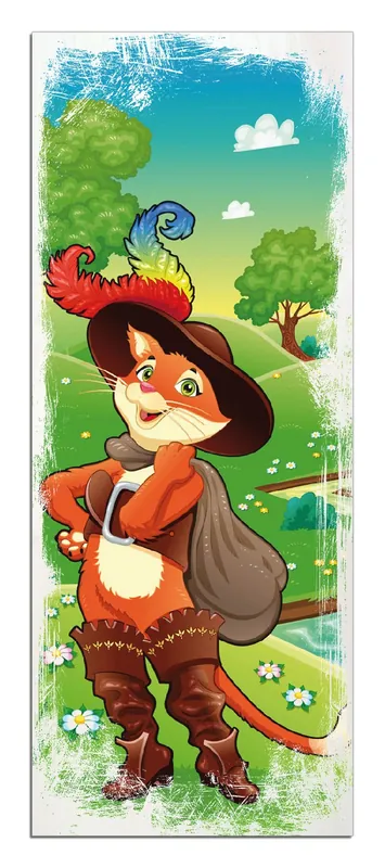 Knallerangebot Holzbild Gestiefelter Kater 50 x 125 cm