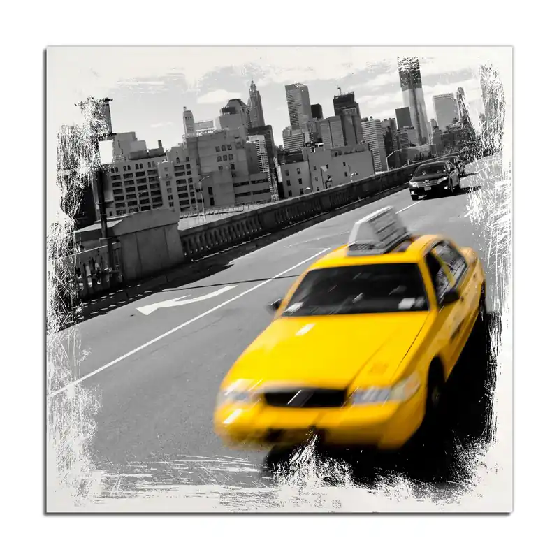 Holzbild New York Yellow Taxi II 50 x 50 cm Neue Ware