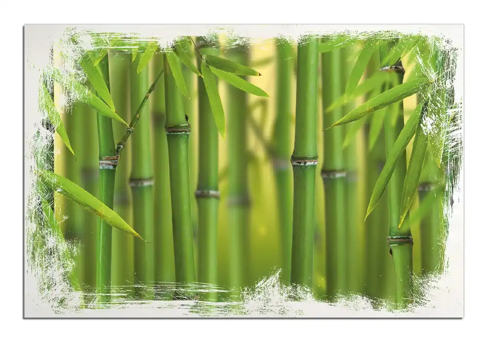 Versand Am Gleichen Tag Holzbild Grüner Bambuswald 50 x 125 cm