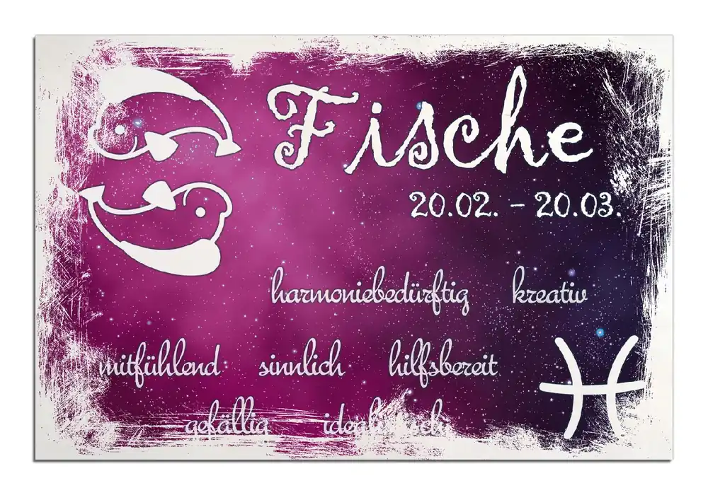 Zertifiziert Holzbild Sternzeichen Fische 40 x 40 cm